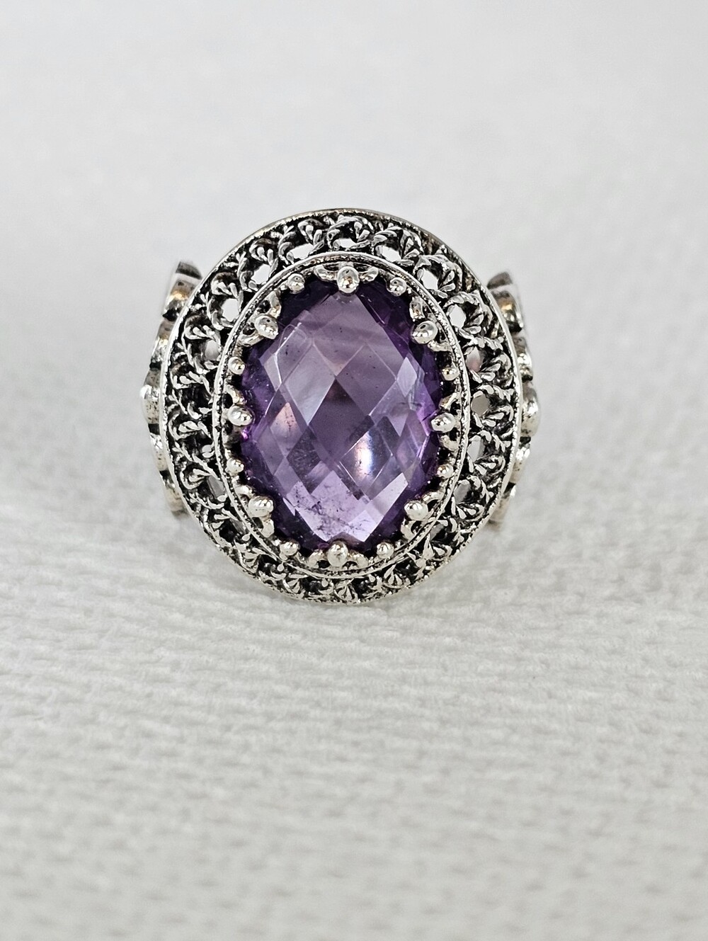 Artisan Amethyst Ring Sterling Silver Size 8!